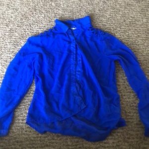 Sheer blue long sleeve shirt